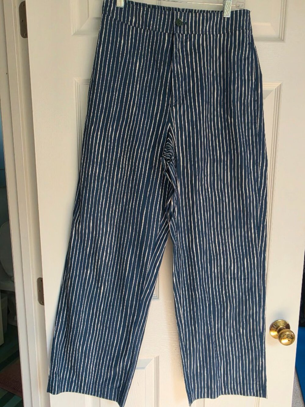 Marimekko Uniqlo Piccolo Print Pant teal white stripe Size M (28-29)